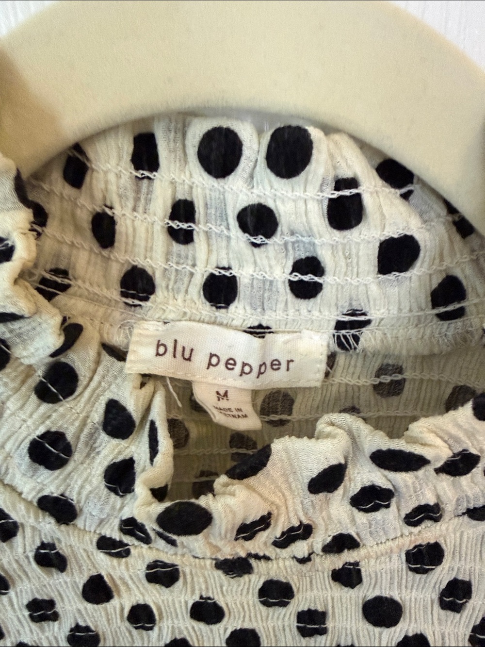 Polka Dot Ruffle-Shoulder Blouse - Picture 3 of 5